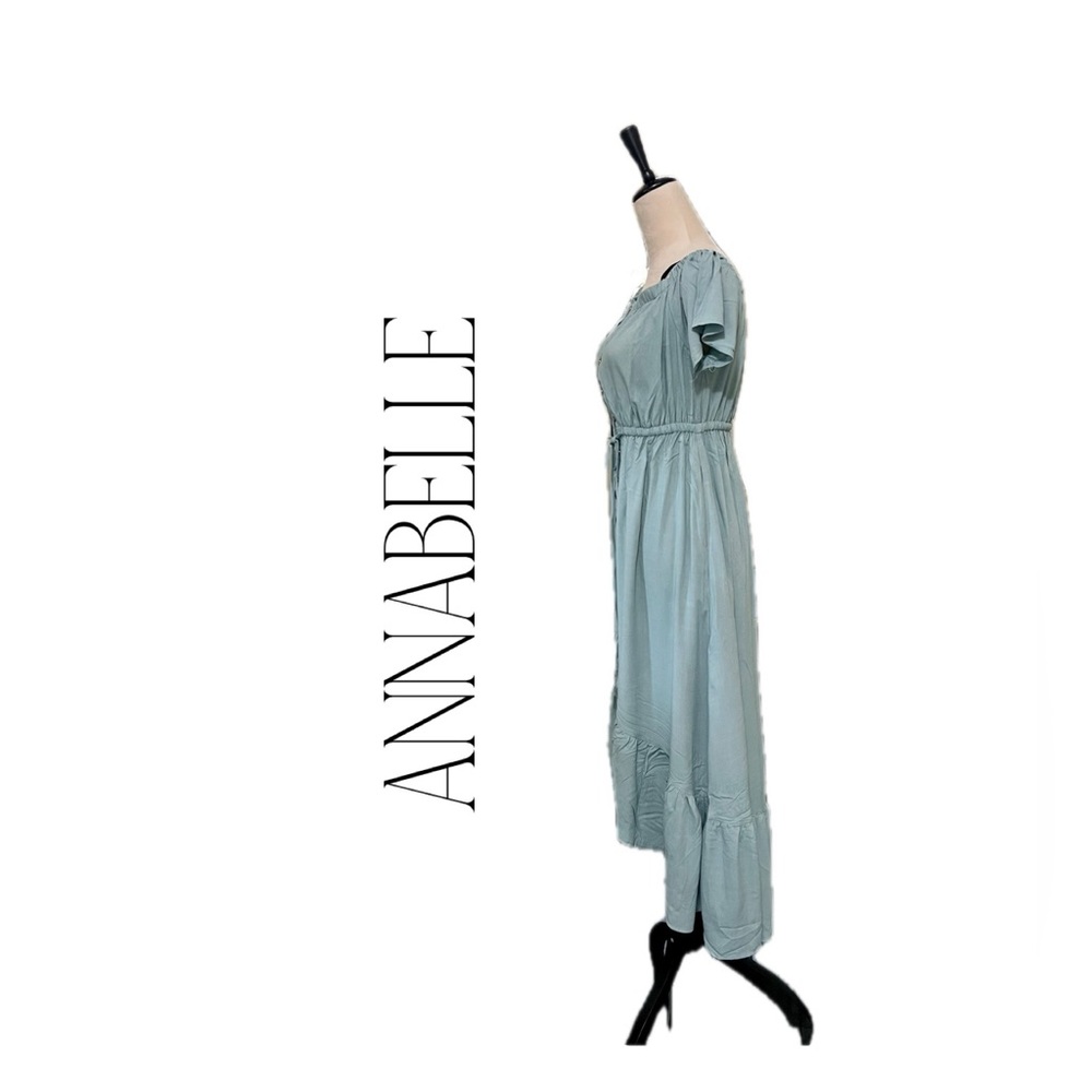 ANNABELLA  DRESS IN DUSTY BLUE SIZES S, M, L. M measurements are in the picture. - Picture 4 of 16